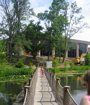 They had three different kinds of bridges. A suspension, floating, and boardwalk.